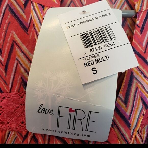 LOVE, FIRE Semi-Sheer Sleeveless  Chevron Blouse Small - Picture 2 of 6